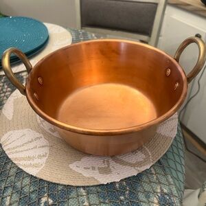 Copper jam/jelly/preserves pot with brass handles